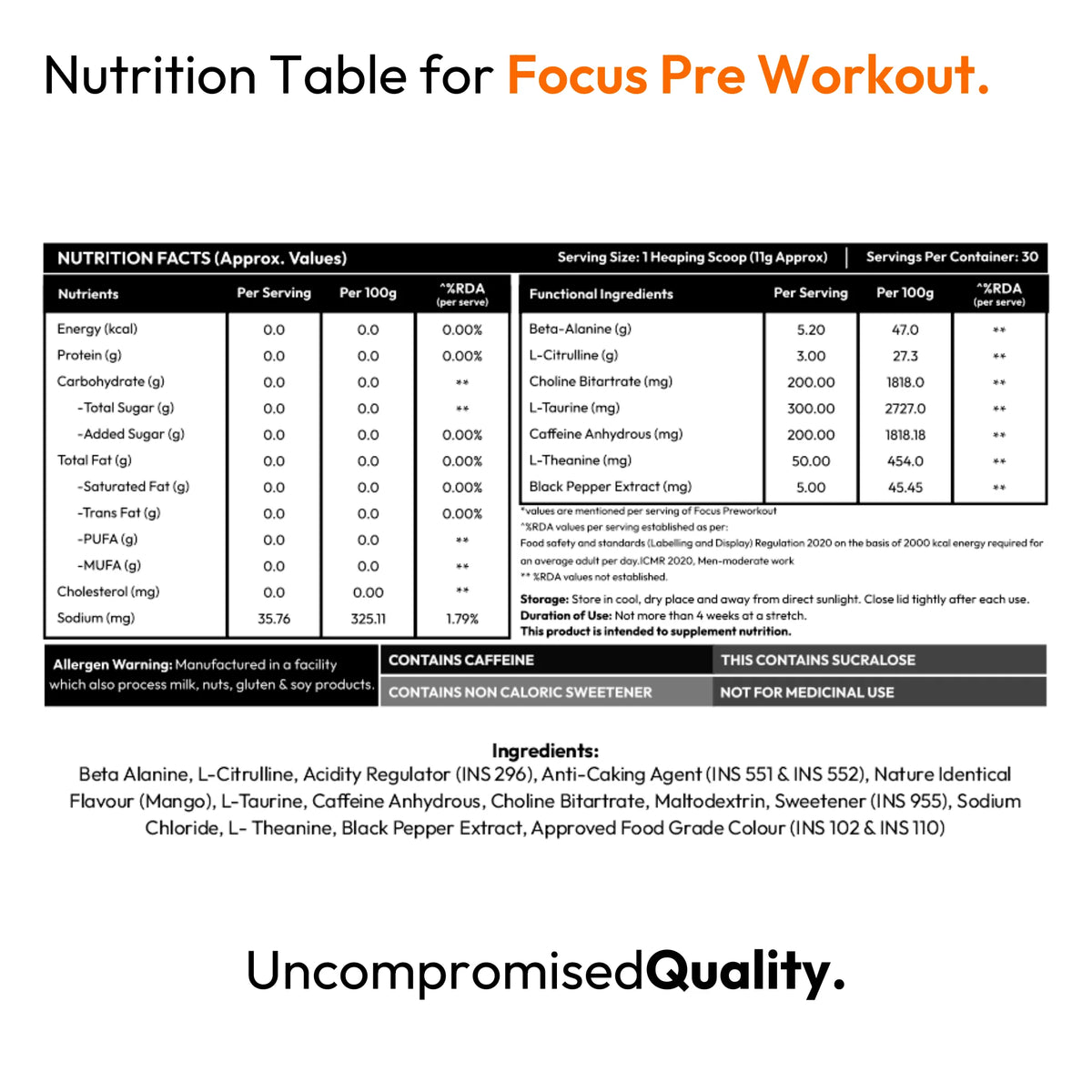 Muscle Smith Focus Pre Workout | Clinically Dosed Pre-Workout with No Proprietary Blends