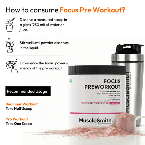 Muscle Smith Focus Pre Workout | Clinically Dosed Pre-Workout with No Proprietary Blends