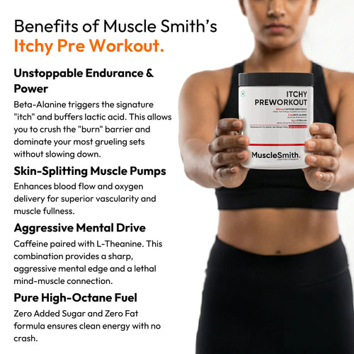Muscle Smith Itchy Pre Workout | Clinically Dosed Pre-Workout with No Proprietary Blends