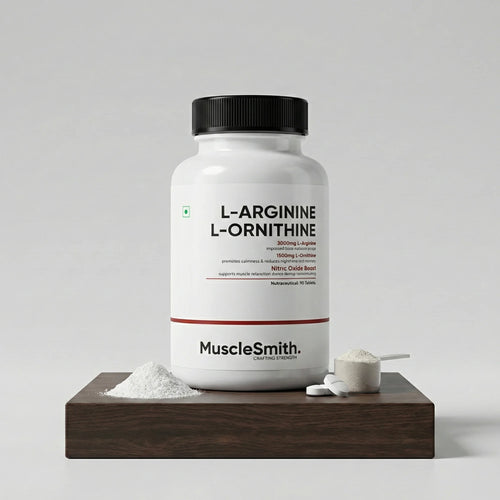 MuscleSmith Essentials L-Arginine + L-Ornithine 4500mg Tablets | Nitric Oxide & Testosterones Support